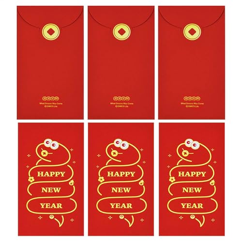 Chinesische Rote Päckchen – Geldumschläge Zum Mondneujahr, 6er-Set Hong Bao | Rote Taschen Im Traditionellen Design Für Das Chinesische Neujahr, Leichte Geschenkumschläge, Perfekte von Generic