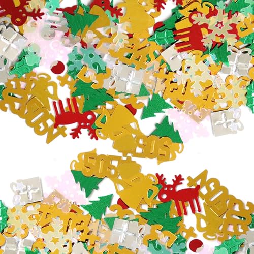 Christmas New Year Metallic Foil Confetti Sequins Table Confetti Christmas And New Year Decoration Set 90er Partydeko Für Erwachsene (Gold, One Size) von Generic