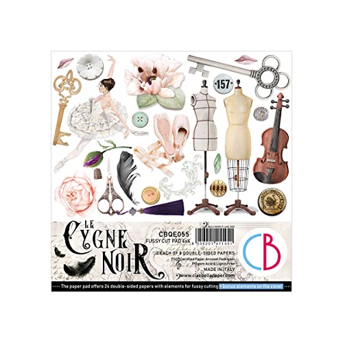 Ciao Bella CYGNE Noir Fussy Cut Pad, 15,2 x 15,2 cm, 24 Stück von Generic