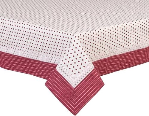 Clayre & Eef - Baumwolle Tischdecke - Tischdecke - Tupfen und Punkte - Rot - 150 x 150 cm von Generic