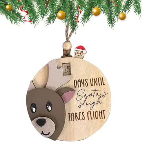 Countdown-Weihnachtsbaumschmuck, verschiebbarer Countdown bis Weihnachten-Ornament | Holz verschiebbare Weihnachtsdekorationen rotierendes Kalenderschild - Niedlicher Bären-Weihnachtskalender für die von Generic