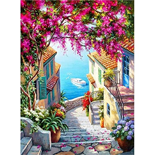 DIY 5D Diamond Painting Malen nach Zahlen Voll Kits Haus Blume Full Drill Diamant Gemälde Kristall Strass Stickerei Kreuzstich Diamant Malerei Mosaik Kunsthandwerk Home Wand Dekor 30x40cm V1561 von Generic