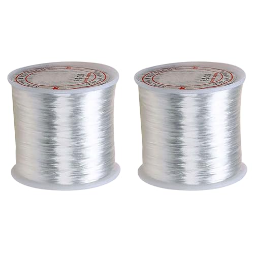 DIY Elastische Schmuckfaden Stretch Crystal String Cord für Schmuckherstellung Armband Perlenfaden 80m/Rolle, Polyester-Fäden für Armbänder und zum Basteln (100M, ø0.2mm,2PCS) von Generic