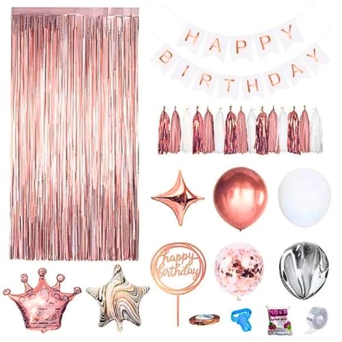 Dekoration Ballons Set Zum Geburtstag 65 Stück Rose Gold von Generic