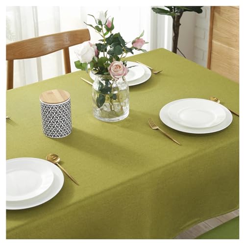 Dekorative Rechteckige Tischdecke Aus Leinenimitat, Abwaschbar Schmutzabweisend Pflegeleicht Farbe, Für Esszimmer, Garten, Party, Hochzeit (Green 140 * 200CM) von Generic