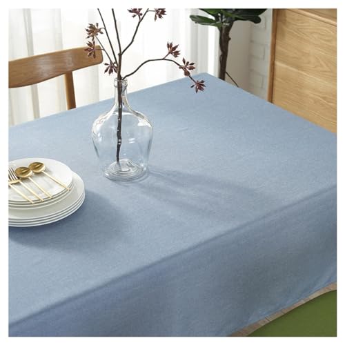 Dekorative Rechteckige Tischdecke Aus Leinenimitat, Abwaschbar Schmutzabweisend Pflegeleicht Farbe, Für Esszimmer, Garten, Party, Hochzeit (Light Blue 140 * 200CM) von Generic