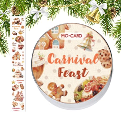 Dekoratives Weihnachtsklebeband - Bedrucktes PET-Klebeband mit weihnachtlichen Designs | Bastel- und Verpackungsband für Geschenkboxen, festliches Scrapbooking-Band für Tagebuch und Bastelarbeiten von Generic