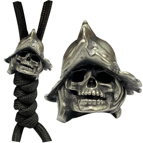 Devil Skull Helm Perle Messing Messer Bead Retro Paracord Bead EDC Accessoires Diy Paracord gewebter Lanyard -Anhänger für Armbänder Key von Generic