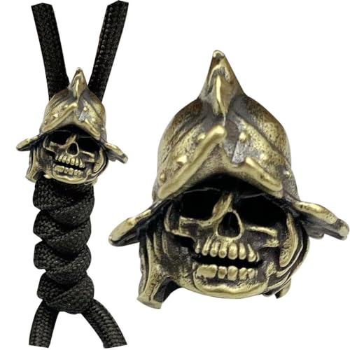 Devil Skull Helm Perle Messing Messer Messer Perle Retro Paracord Bead Edc Accessoires Für Diy Lanyards Armbänder Schlüsselketten Anhänger von Generic
