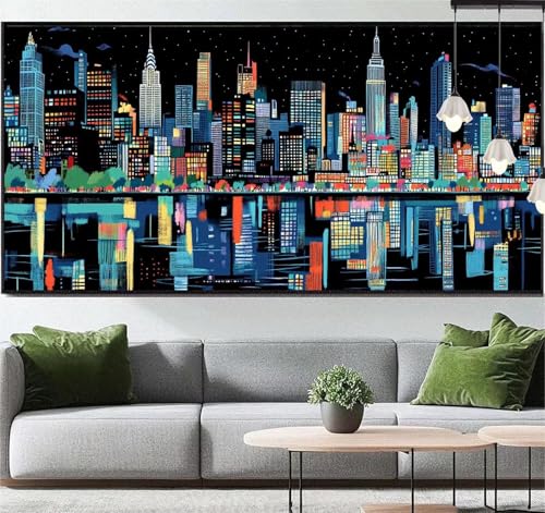 Diamond Painting Abstrakt Diamant Painting Bilder Stadtbild,Diamond Painting Groß XXL 190x80 cm,Diamant Painting Bilder Erwachsene DIY Simple Diamond Painting Crystal Art Stickerei für Wand Dekor q34 von Generic