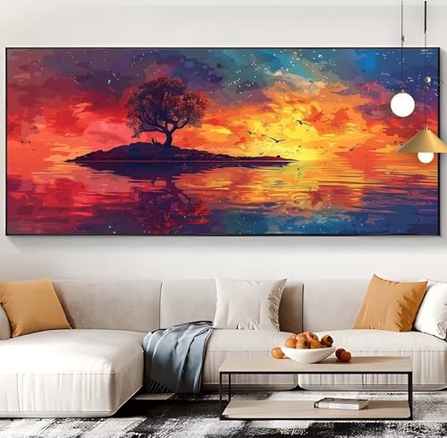 Diamond Painting Baum des Lebens Diamond Painting XXL 100x300cm Diamond Painting Erwachsene Sonnenuntergang Malen Nach Zahlen DIY Mosaikherstellung Diamond Stickerei Malerei Home Décor Geschenke K53 von Generic