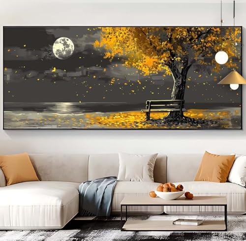 Diamond Painting Baum des Lebens Diamond Painting XXL 90x220cm Diamond Painting Erwachsene Gelb Malen Nach Zahlen DIY Mosaikherstellung Diamonds Stickerei Malerei für Home Décor Geschenke Frauen J22 von Generic