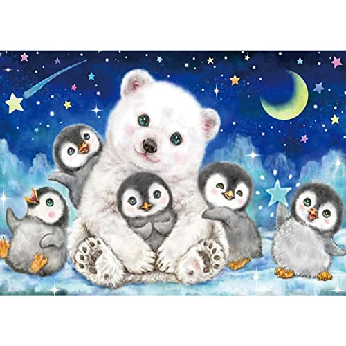 Diamond Painting Bilder, 5D Diamond Painting Kits für Erwachsene Kinder, Round Diamanten Crystal Nach Zahlen Art DIY Malen Set für Eltern-Kinder Interrction, Home Wand Decor (Pinguin Bär 30x40 cm) von Generic