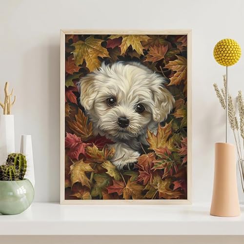 Diamond Painting BläTter, Hund Diamond Painting Erwachsene Anfänger, DIY 5D Runder Vollbohrer Diamant Malerei Stickerei Set Kreuzstich Set zur Home Wand Dekoration Geschenke 30x40cm PjY1118 V-8 Diamond Painting BläTter, Hund Diamond Painting Erwachsene Anfänger, DIY 5D Runder Vollbohrer Diamant Malerei Stickerei Set Kreuzstich Set zur Home Wand Dekoration Geschenke 30x40cm PjY1118 V-8 von Generic