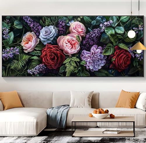 Diamond Painting Blume Diamond Painting XXL 100x240cm Diamond Painting Erwachsene Farbe Malen Nach Zahlen DIY Mosaikherstellung Diamonds Stickerei Malerei Sets für Home Décor Geschenke für Frauen J27 von Generic