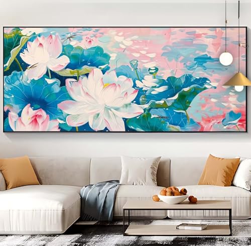 Diamond Painting Blume Diamond Painting XXL 100x240cm Diamond Painting Erwachsene Lotus Malen Nach Zahlen DIY Mosaikherstellung Diamonds Stickerei Malerei Sets für Home Décor Geschenke für Frauen G51 von Generic