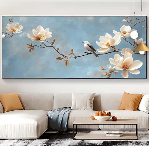 Diamond Painting Blume Diamond Painting XXL 100x240cm Diamond Painting Erwachsene Weiß Malen Nach Zahlen DIY Mosaikherstellung Diamonds Stickerei Malerei Sets für Home Décor Geschenke für Frauen F40 von Generic