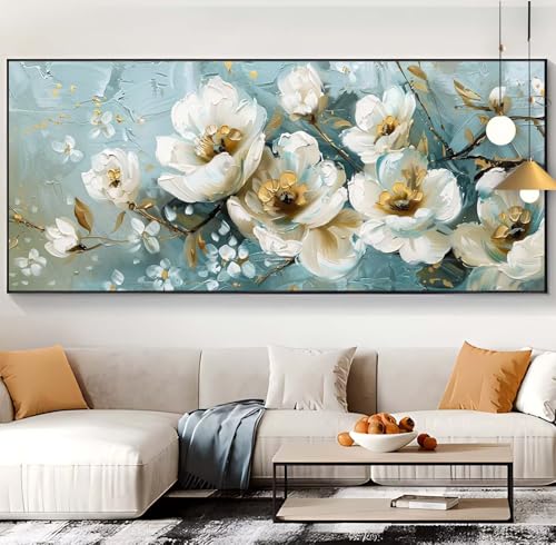 Diamond Painting Blume Diamond Painting XXL 100x240cm Diamond Painting Erwachsene Weiß Malen Nach Zahlen DIY Mosaikherstellung Diamonds Stickerei Malerei Sets für Home Décor Geschenke für Frauen H81 von Generic