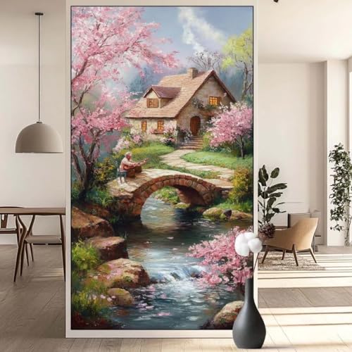 Diamond Painting Dorf Diamant Painting Bilder Landschaft, Diamond Painting Groß XXL 30 x 60 cm, Diamant Painting Bilder Erwachsene DIY Simple Diamond Painting Crystal Art Stickerei für Wand Dekor q638 von Generic