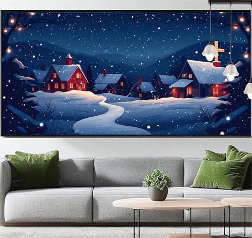 Diamond Painting Dorf Diamant Painting Bilder Weihnachten, Diamond Painting Groß XXL 200x90 cm, Diamant Painting Bilder Erwachsene DIY Simple Diamond Painting Crystal Art Stickerei für Wand Dekor q52 von Generic