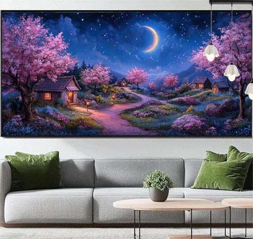 Diamond Painting Dorf Diamond Painting Erwachsene Mond, 5D Diamant Painting Bilder Full Drill Diamond Painting Kinder, DIY Malen Nach Zahlen Diamant Kunst Malerei Set für Wand Dekor 140 x 70 cm q53 von Generic