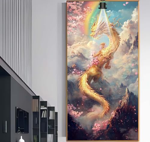 Diamond Painting Drache Diamant Painting Bilder Kinder Tier Malen nach Zahlen Erwachsene, 5D DIY Bastelset Diamant Malerei Kunst Strass Mosaic Stickerei Kits Home Wand Decor Geschenke 60 x 30 cm F989 von Generic