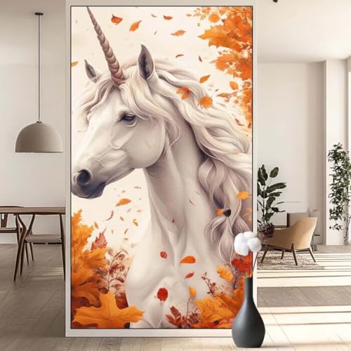 Diamond Painting Einhorn Diamant Painting Bilder Ahornblatt, Diamond Painting Groß XXL 90 x 180 cm, Diamant Painting Bilder Erwachsene DIY Diamond Painting Crystal Art Stickerei für Wand Dekor q702 von Generic