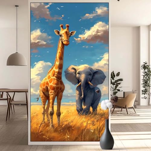 Diamond Painting Elefant Diamant Painting Bilder Giraffe, Diamond Painting Groß XXL 40 x 70 cm, Diamant Painting Bilder Erwachsene DIY Simple Diamond Painting Crystal Art Stickerei für Wand Dekor q640 von Generic