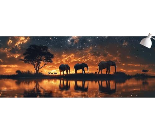 Diamond Painting Elefant Diamond Painting Erwachsene Sonnenuntergang Daiments Malerei Kreuzstich Set,DIY Full Diamant Malerei Mosaikherstellung Bastelset Aesthetic für Wanddekorationen 30x60cm mb-111 von Generic