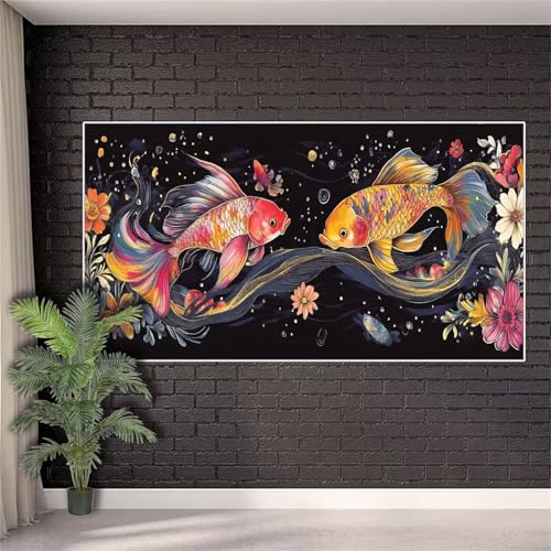 Diamond Painting Erwachsene,Diamond Painting Koi Diamant Paint Bilder Blume für Aesthetic Room Decor,5D DIY Full Drill Diamant Stickerei Crystal Art Kreuzstich Geschenke für Frauen 40x80cm w422 von Generic