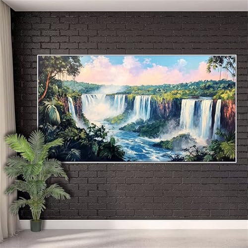 Diamond Painting Erwachsene,Diamond Painting Landschaften Diamant Paint Bilder Wasserfälle Aesthetic Room Decor,Full Drill Diamant Stickerei Crystal Art Kreuzstich Geschenke für Frauen 20x50cm w478 von Generic