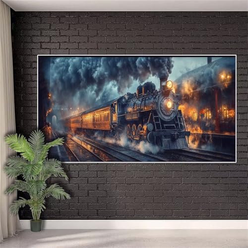 Diamond Painting Erwachsene,Diamond Painting Zug Diamant Paint Bilder Oldtimer für Aesthetic Room Decor,DIY Full Drill Diamant Stickerei Crystal Art Kreuzstich Geschenke für Frauen 40x80cm w414 von Generic