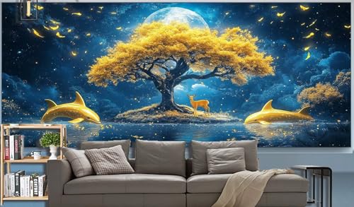 Diamond Painting Erwachsene Baum des Lebens Diamond Painting XXL 300x100cm Malen Nach Zahlen Delphin Diamant Painting Bilder mit Diamond Painting zubehör,DIY Mosaik Bastelset Geschenke für Frauenr H88 von Generic