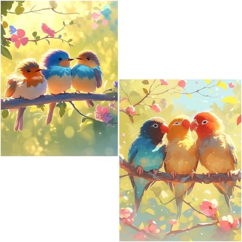 Diamond Painting Erwachsene Bird 2 Pack 5D Diamant Painting Bilder DIY Full Voller Diamant Malerei Stickerei Set, Diamond Art painting Daiments Painting Erwachsene für Zuhause Wanddeko 90X120cm 4-529 von Generic