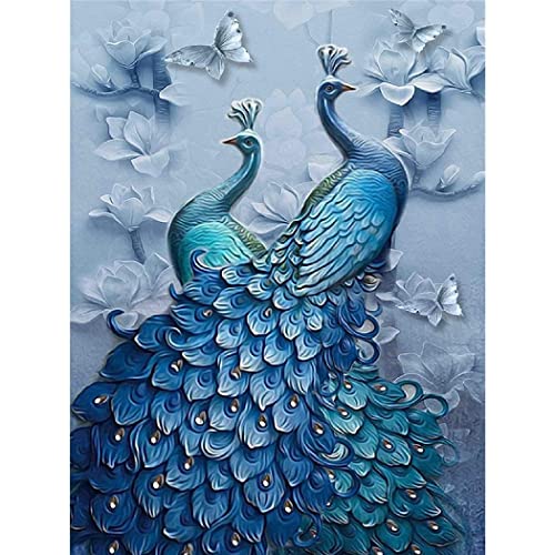 Diamond Painting Erwachsene DIY 5D Diamant Malerei Kit Blau Pfau Volle Diamant Diamant Kunst Stickerei Kit 30 x 40 cm von Generic