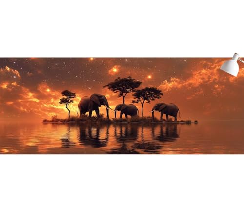 Diamond Painting Erwachsene Elefant Diamond Painting Kinder Sonnenuntergang DIY Full Drill Diamant Kunst Malerei Stickerei Set,Diamant Malerei Bilder Set für Wohnzimmer,Heimdekoration 100x200cm mb-114 von Generic