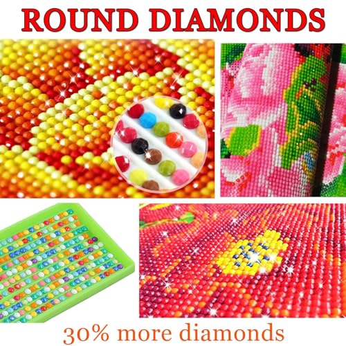 Diamond Painting Erwachsene Kinder, Diamant Painting Bilder Pink 5D Diamond Painting Set DIY Daiments Painting Basteln Erwachsene Diamond Painting Runde Steine Mosaikherstellung für deko 30x40cm 1-331 von Generic