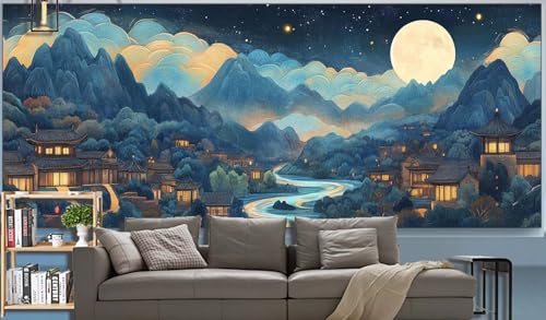 Diamond Painting Erwachsene Mond Diamond Painting XXL 140x70cm Malen Nach Zahlen Landschaft Diamant Painting Bilder mit Diamond Painting zubehör,DIY Mosaik Bastelset für Geschenke für Frauenr K35 von Generic