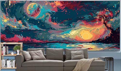 Diamond Painting Erwachsene Mond Diamond Painting XXL 200x100cm Malen Nach Zahlen Sonnenuntergang Diamant Painting Bilder mit Diamond Painting zubehör,DIY Mosaik Bastelset Geschenke für Frauenr K49 von Generic