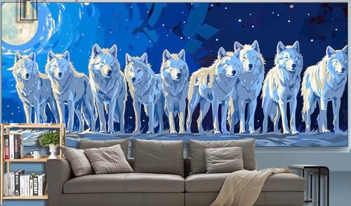 Diamond Painting Erwachsene Mond Diamond Painting XXL 200x100cm Malen Nach Zahlen Wolf Diamant Painting Bilder mit Diamond Painting zubehör,DIY Mosaikherstellung für Dekor Geschenke für Frauenr K48 von Generic