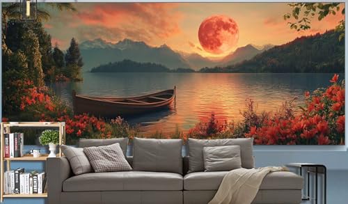 Diamond Painting Erwachsene Mond Diamond Painting XXL 300x100cm Malen Nach Zahlen Boot Diamant Painting Bilder mit Diamond Painting zubehör,DIY Mosaikherstellung für Dekor Geschenke für Frauenr K33 von Generic