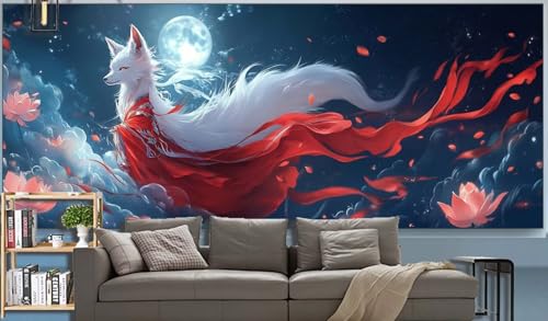 Diamond Painting Erwachsene Mond Diamond Painting XXL 300x100cm Malen Nach Zahlen Fuchs Diamant Painting Bilder mit Diamond Painting zubehör,DIY Mosaikherstellung für Dekor Geschenke für Frauenr K42 von Generic