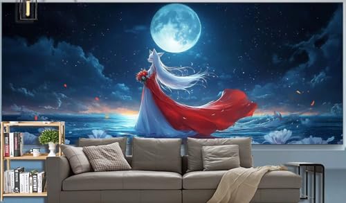 Diamond Painting Erwachsene Mond Diamond Painting XXL 300x100cm Malen Nach Zahlen Fuchs Diamant Painting Bilder mit Diamond Painting zubehör,DIY Mosaikherstellung für Dekor Geschenke für Frauenr K41 von Generic