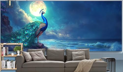 Diamond Painting Erwachsene Mond Diamond Painting XXL 300x100cm Malen Nach Zahlen Pfau Diamant Painting Bilder mit Diamond Painting zubehör,DIY Mosaikherstellung für Dekor Geschenke für Frauenr K46 von Generic