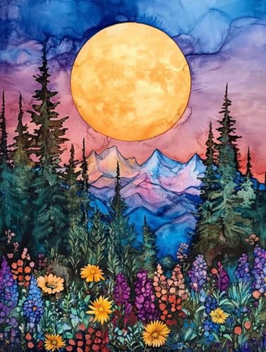 Diamond Painting Erwachsene Moon 5D Diamant Painting Bilder DIY Full Voller Diamant Malerei Stickerei Set, Diamond Art painting Daiments Painting Erwachsene für Zuhause Wanddeko 100x130cm 4-269 von Generic