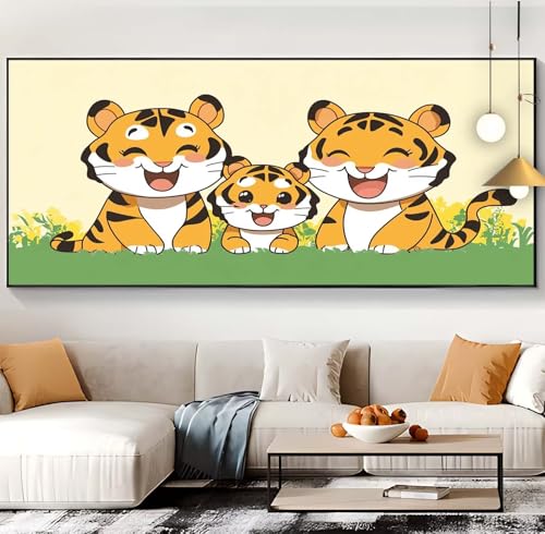 Diamond Painting Erwachsene Niedlich Diamond Painting Kinder Tiger,Diamond Painting Zubehör Eckige Steine Set,DIY Diamant Painting Bilder Crystal Basteln Home Décor Geschenke für Frauen 50x120cm F64 von Generic