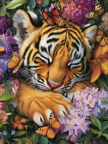 Diamond Painting Erwachsene Tiger, Schmetterling 5D DIY Full Drill Stickerei Art Leinwand 50x70cm, Kinder Anfänger Kristall Kreuzstich Kit, Diamond Art Basteln Kit, für Home Wand Dekor a-320 Diamond Painting Erwachsene Tiger, Schmetterling 5D DIY Full Drill Stickerei Art Leinwand 50x70cm, Kinder Anfänger Kristall Kreuzstich Kit, Diamond Art Basteln Kit, für Home Wand Dekor a-320 von Generic