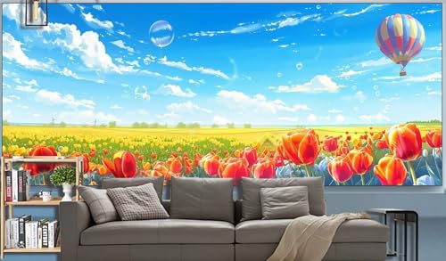 Diamond Painting Erwachsene Tulpe Diamond Painting XXL 300x100cm Malen Nach Zahlen Heißluftballon Diamant Painting Bilder mit Diamond Painting zubehör,DIY Mosaik Bastelset Geschenke für Frauenr K31 von Generic