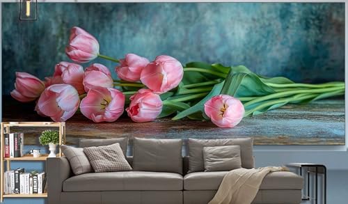 Diamond Painting Erwachsene Tulpe Diamond Painting XXL 300x100cm Malen Nach Zahlen Rosa Diamant Painting Bilder mit Diamond Painting zubehör,DIY Mosaikherstellung für Dekor Geschenke für Frauenr K28 von Generic