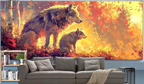 Diamond Painting Erwachsene Wald Diamond Painting XXL 200x100cm Malen Nach Zahlen Wolf Diamant Painting Bilder mit Diamond Painting zubehör,DIY Mosaikherstellung für Dekor Geschenke für Frauenr H65 von Generic